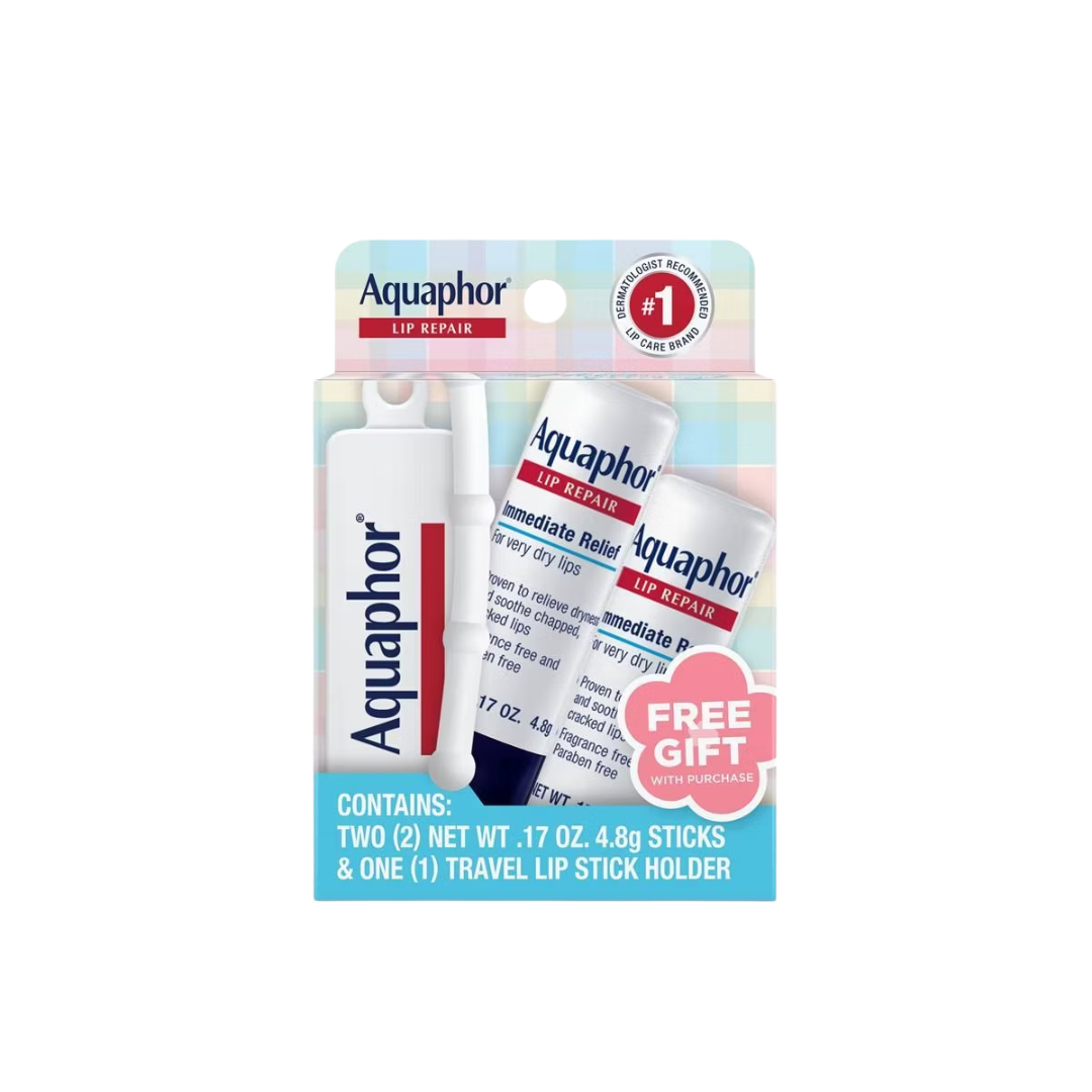 Aquaphor Lip Repair Stick Dual Pack with Free GWP Lip Koozie (0.51oz / 3 Pack)