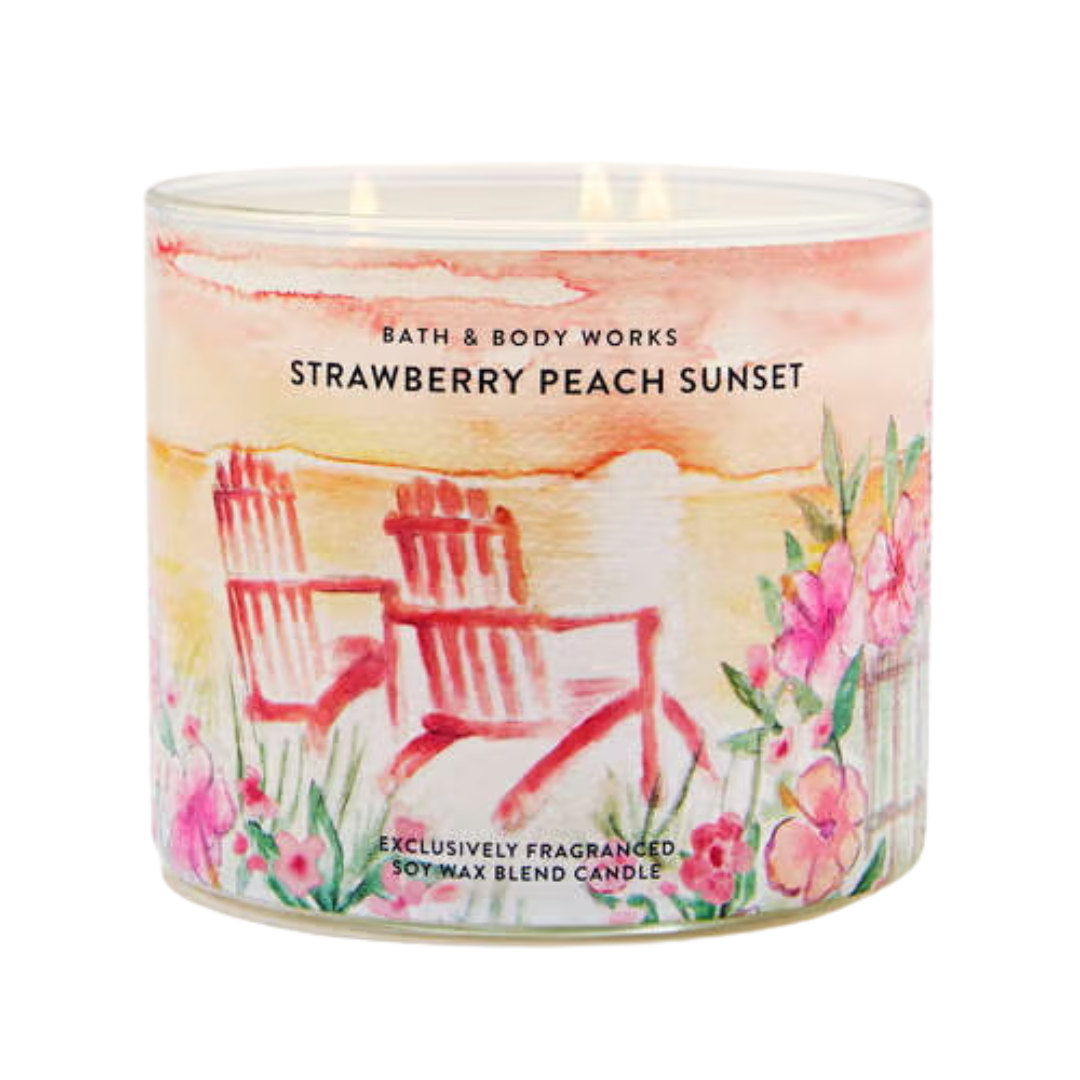 Bath & Body Works Strawberry Peach Sunset 3-Wick Candle, 14.5 oz | 411 g