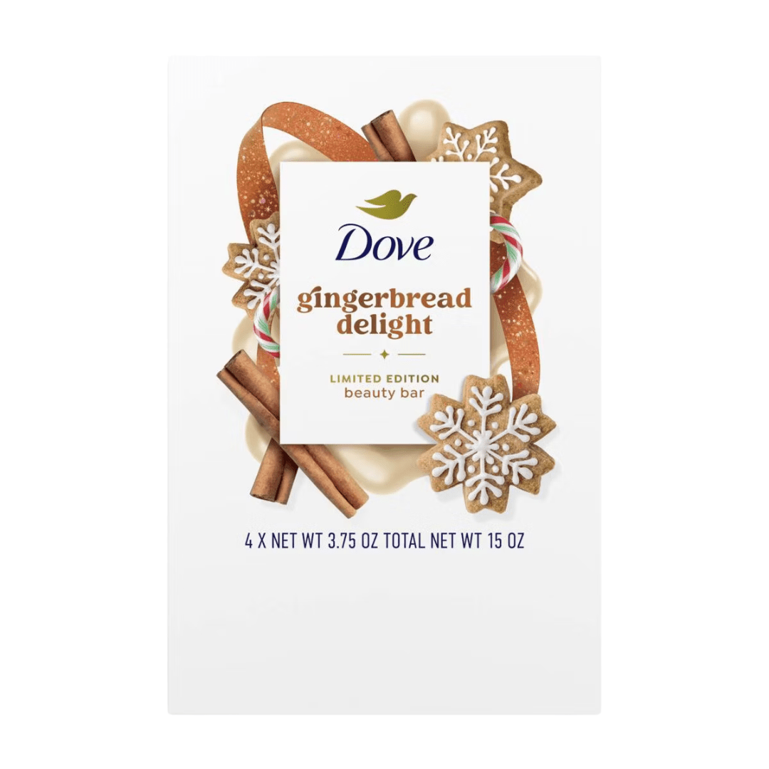 Dove Beauty Limited Edition Holiday Treat Bar Soaps – Gingerbread Delight – Limited Edition, 15oz/4pk