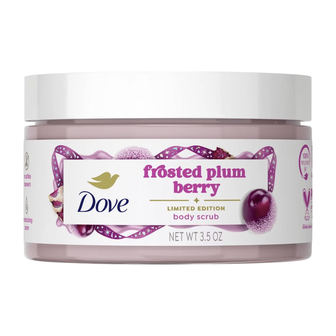 Dove Beauty Limited Edition Holiday Treat Mini Body Scrub – Frosted Plum Berry, 3.5 oz