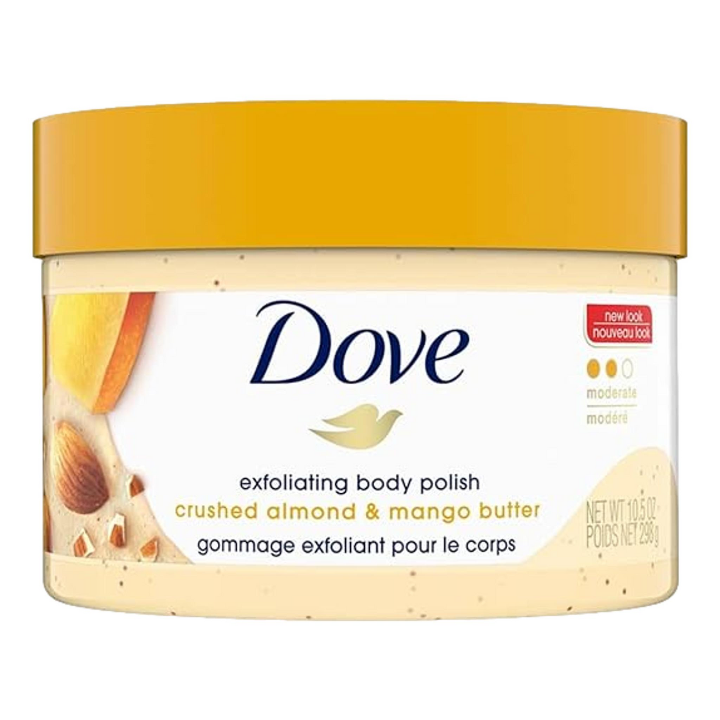 Dove Scrub Crushed Almond & Mango Butter For Silky Smooth Skin Body Scrub, 10.5 oz