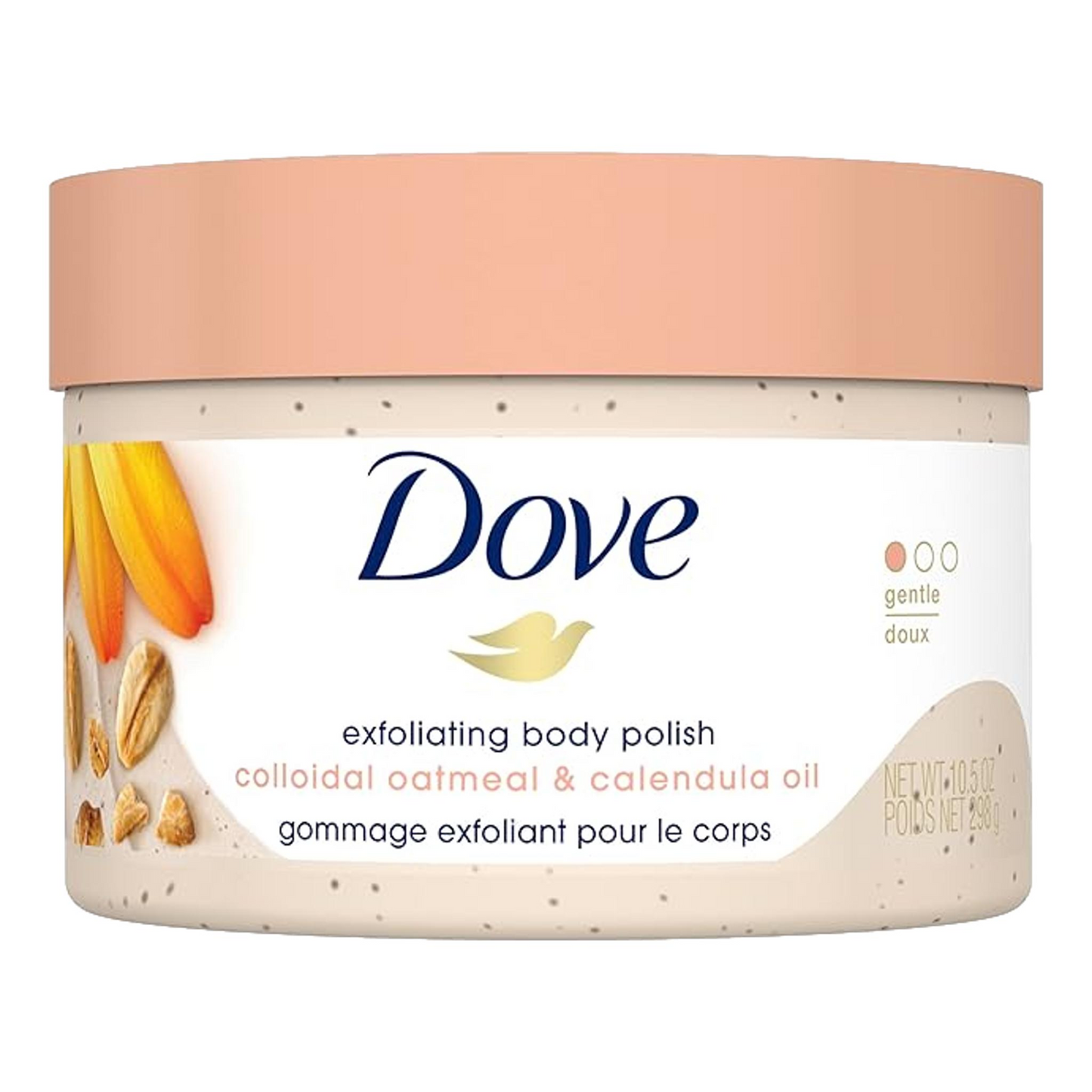 Dove Exfoliating Body Polish Scrub for Silky Skin Oatmeal & Calendula Oil Body Scrub , 10.5 oz