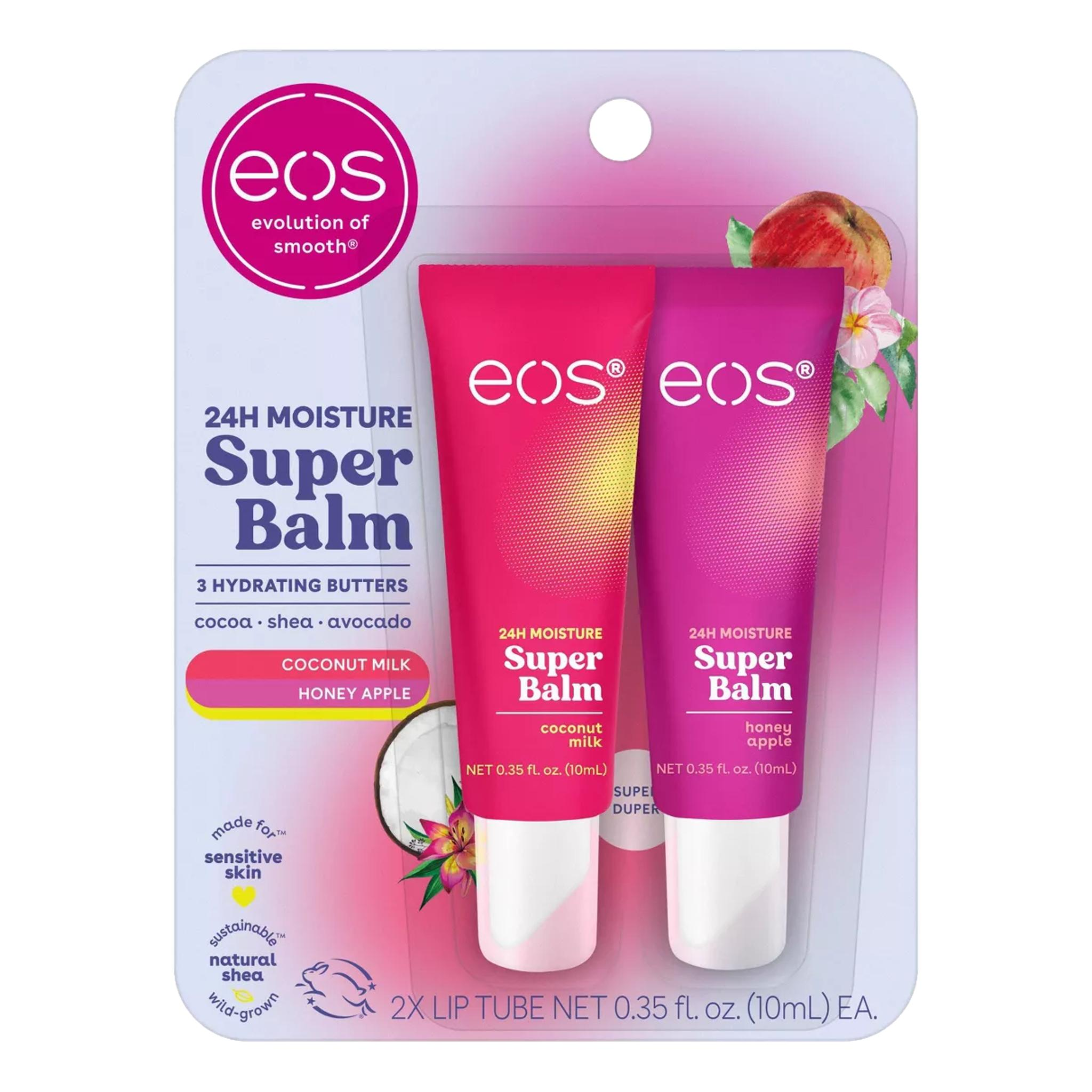 eos 24H Moisture Super Lip Balm – Coconut Milk & Honey Apple, 0.7 fl oz/2pk