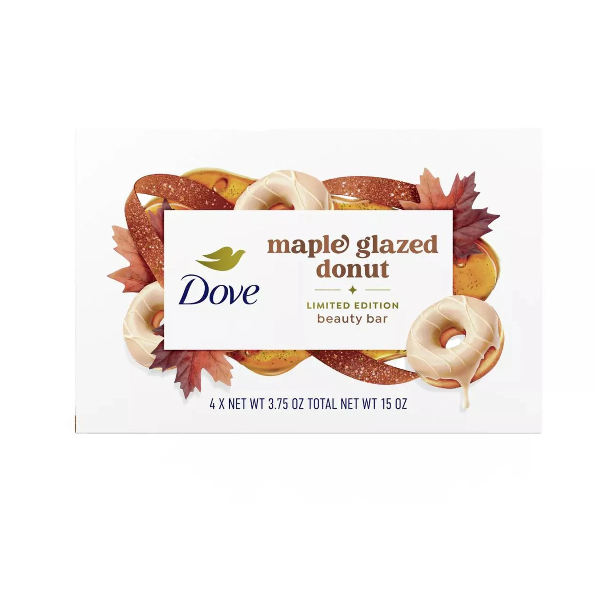 Dove Beauty Limited Edition Holiday Treat Bar Soaps – Maple Glazed Donut, 15oz/4pk