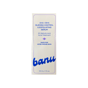 Banu AHA + BHA Blemish Clearing and Exfoliating Serum with 2% Salicylic Acid, 1 oz/30 mL