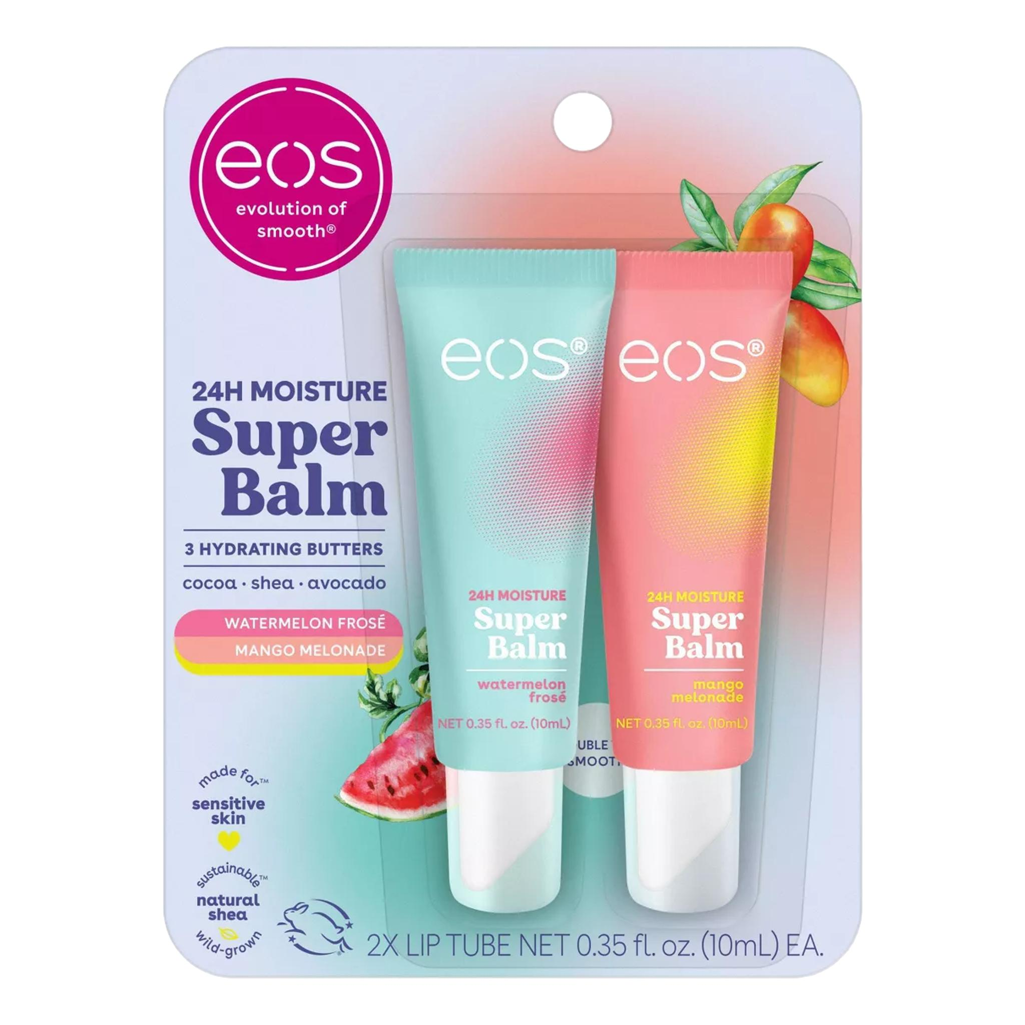 eos 24H Moisture Super Balm Mango Melonade & Watermelon Frosé, 0.7 fl oz/2pk