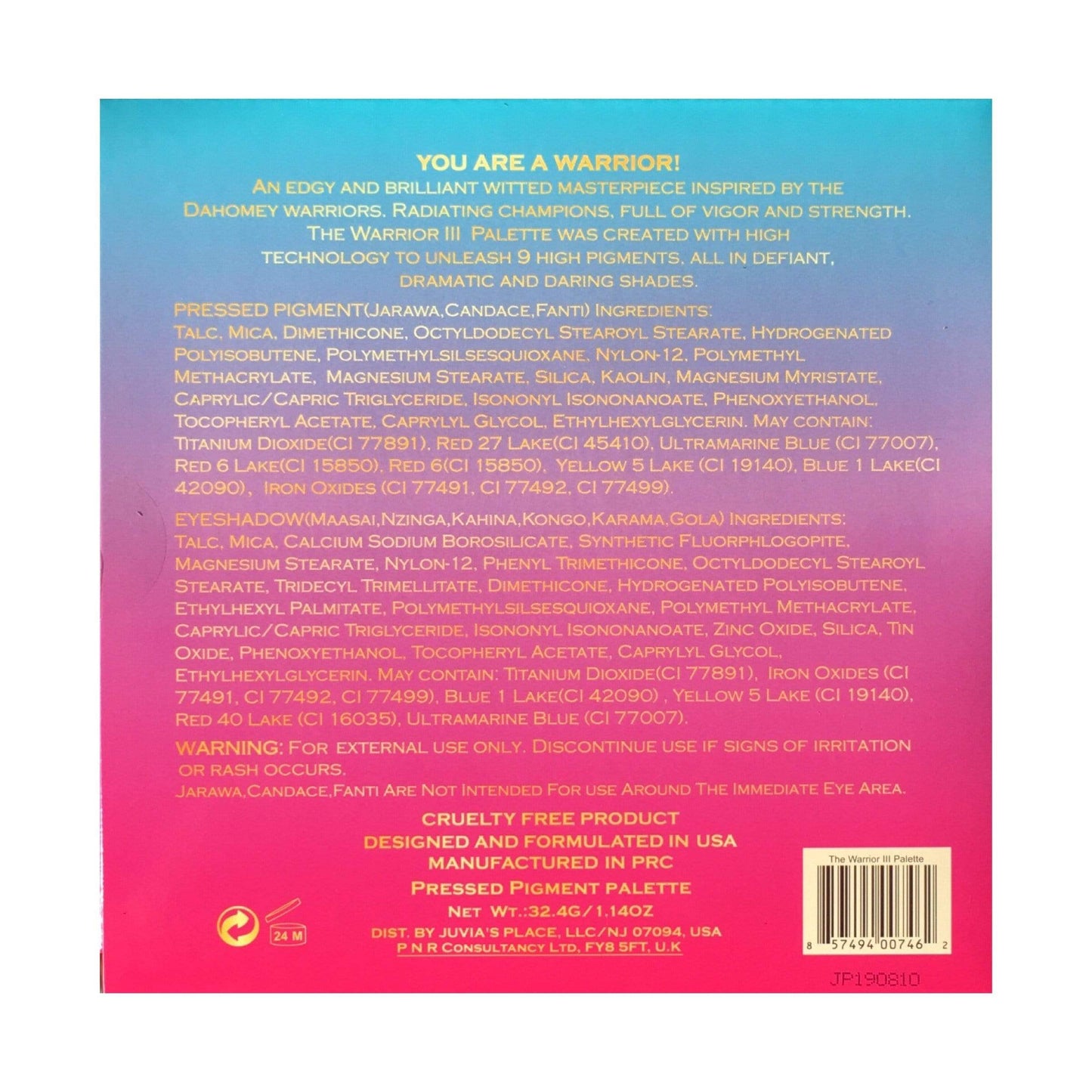 JUVIA'S PLACE The Warrior 3 Eyeshadow Palette, Eyeshadow, London Loves Beauty