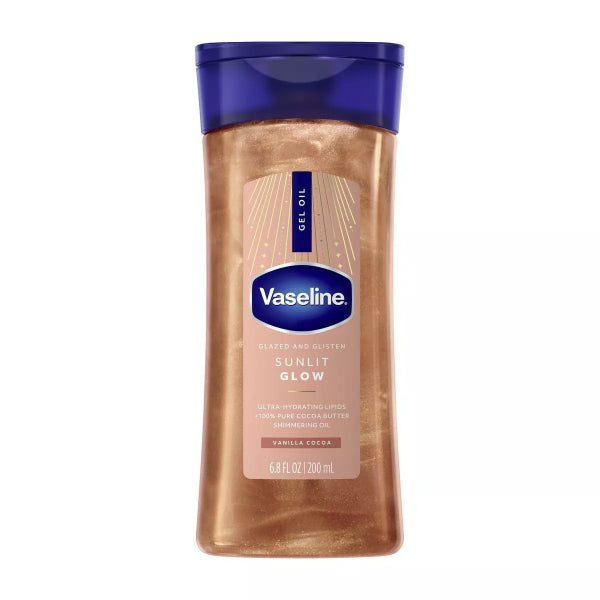 Vaseline Glazed & Glisten Vanilla Cocoa Shimmering Gel Body Oil - Sunlit Glow, 6.8 fl oz