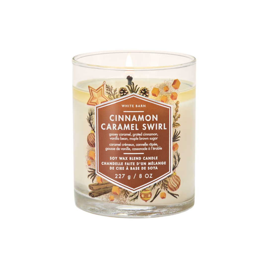 Bath & Body Works Cinnamon Caramel Swirl Single Wick Candle, 8 oz