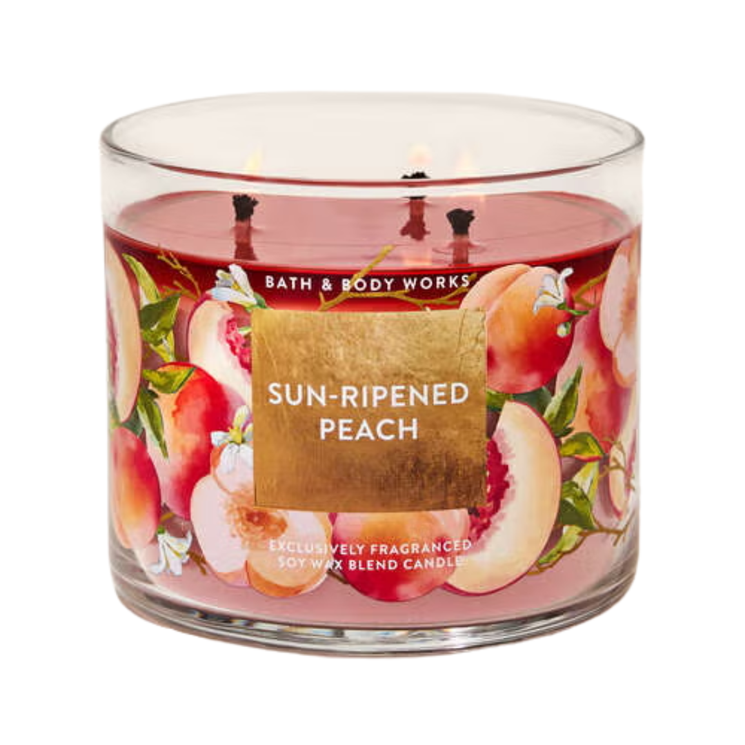 Bath & Body Works Sun-Ripened Peach 3-Wick Candle, 14.5 oz | 411 g