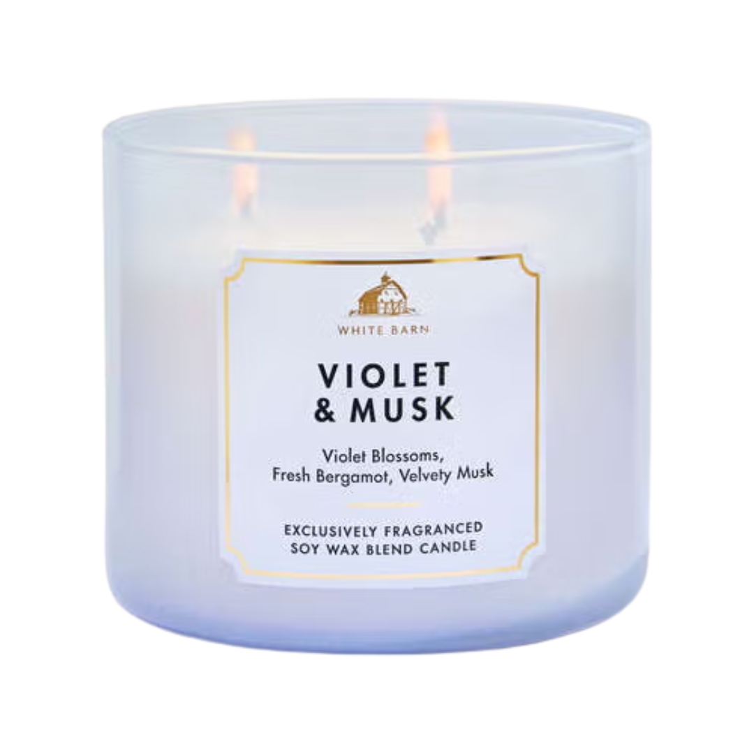 Bath & Body Works Violet & Musk 3-Wick Candle, 14.5 oz | 411 g