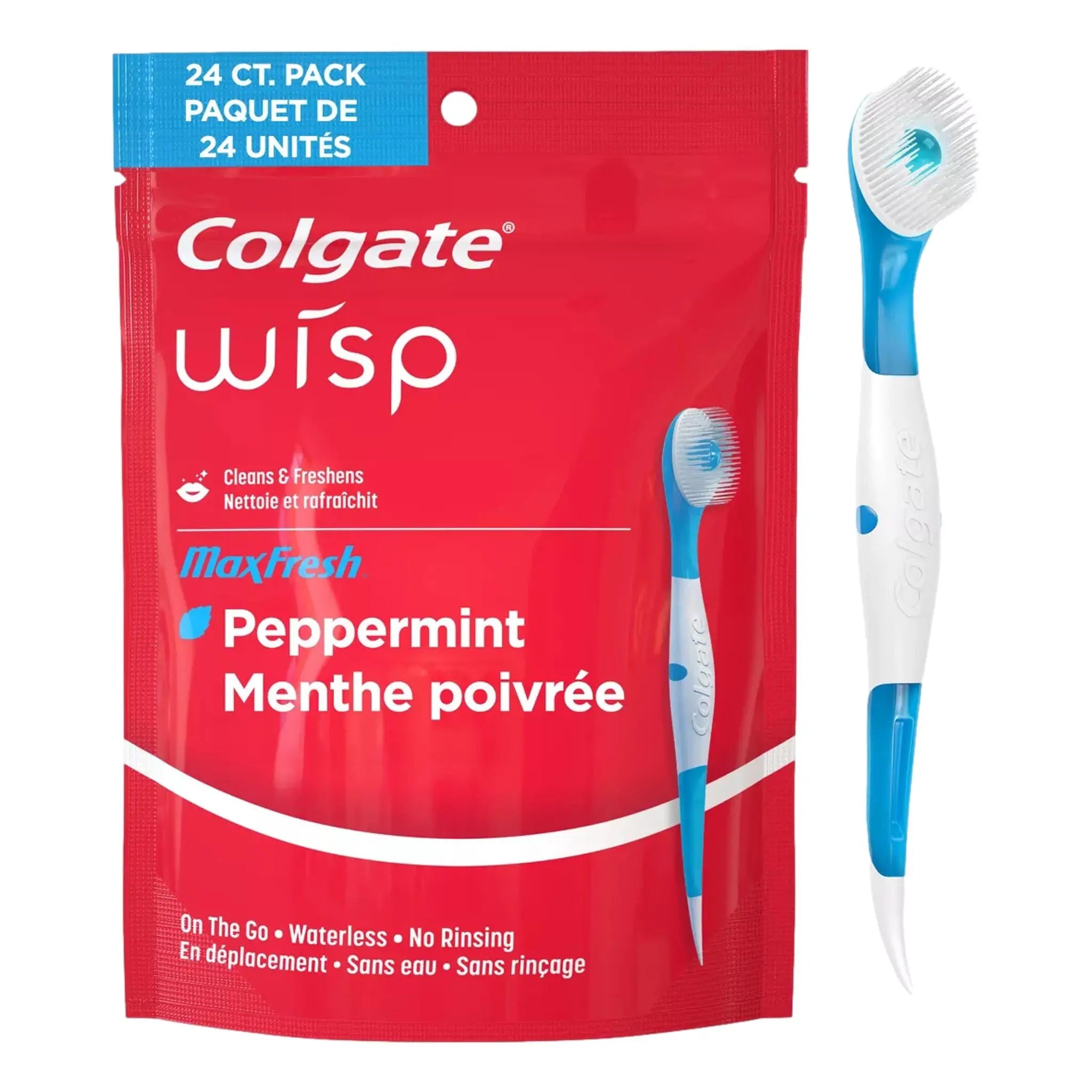 Colgate Max Fresh Wisp Disposable Travel Toothbrushes - Mini - Peppermint - Trial Size, 24ct