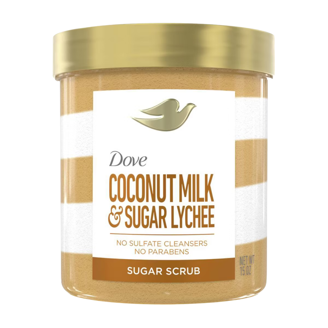 Dove Beauty Body Sugar Scrub Coconut Milk & Sugar Lychee, 15 oz