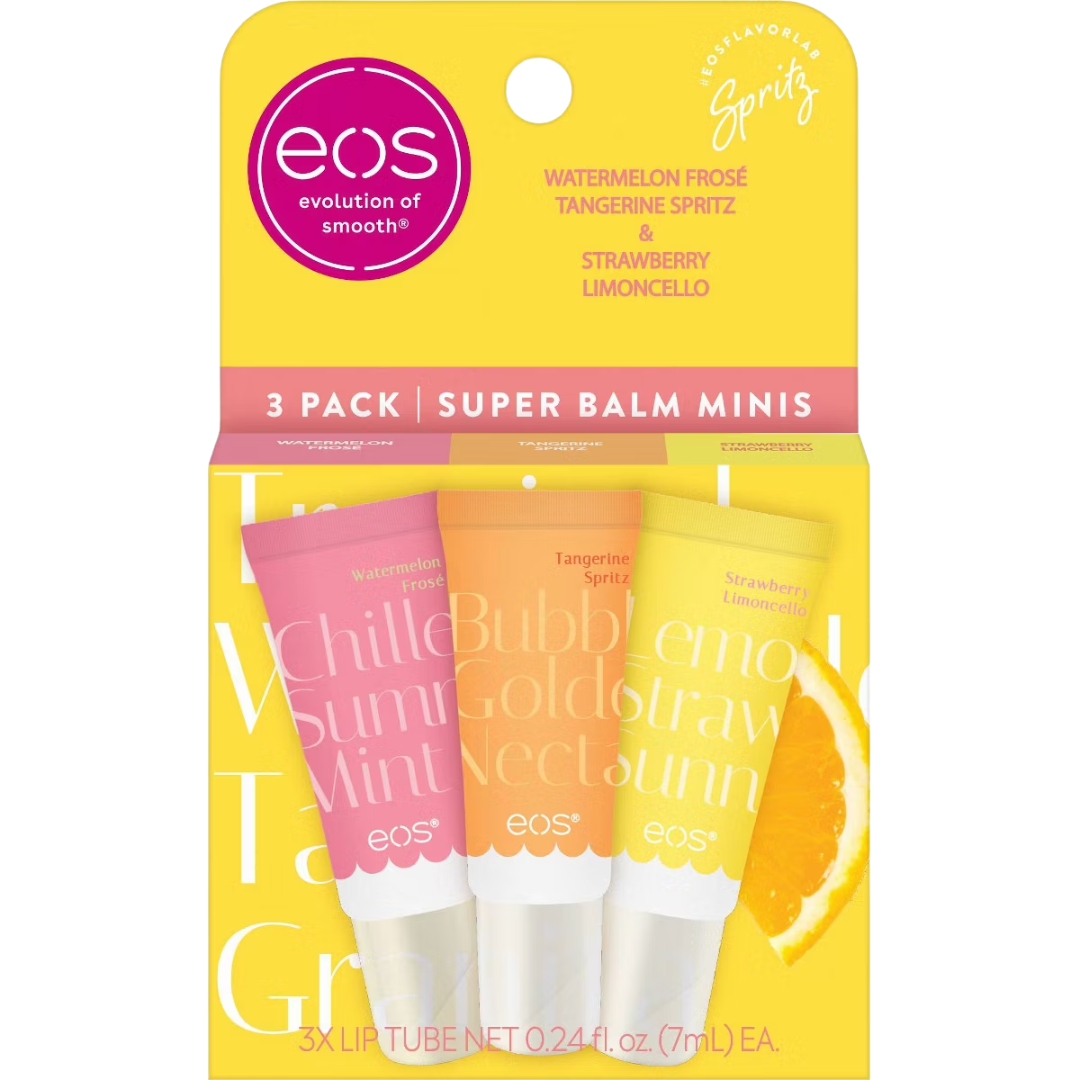 eos 24H Moisture Super Balm Minis – Watermelon Frosé, Tangerine Spritz, Strawberry Limoncello