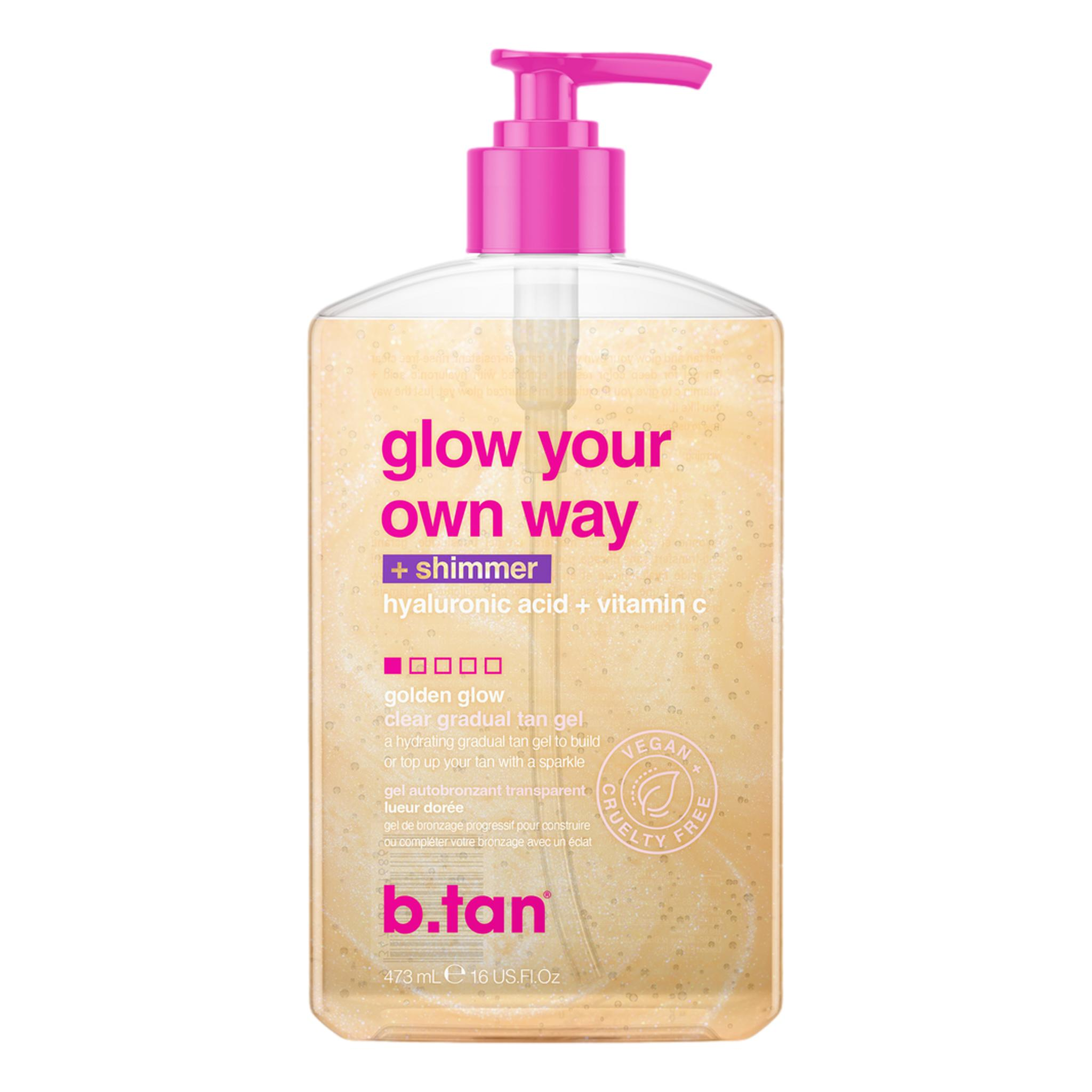 b.tan Glow Your Own Way + Shimmer Shimmering Clear Self Tan Gel, 16.0 oz