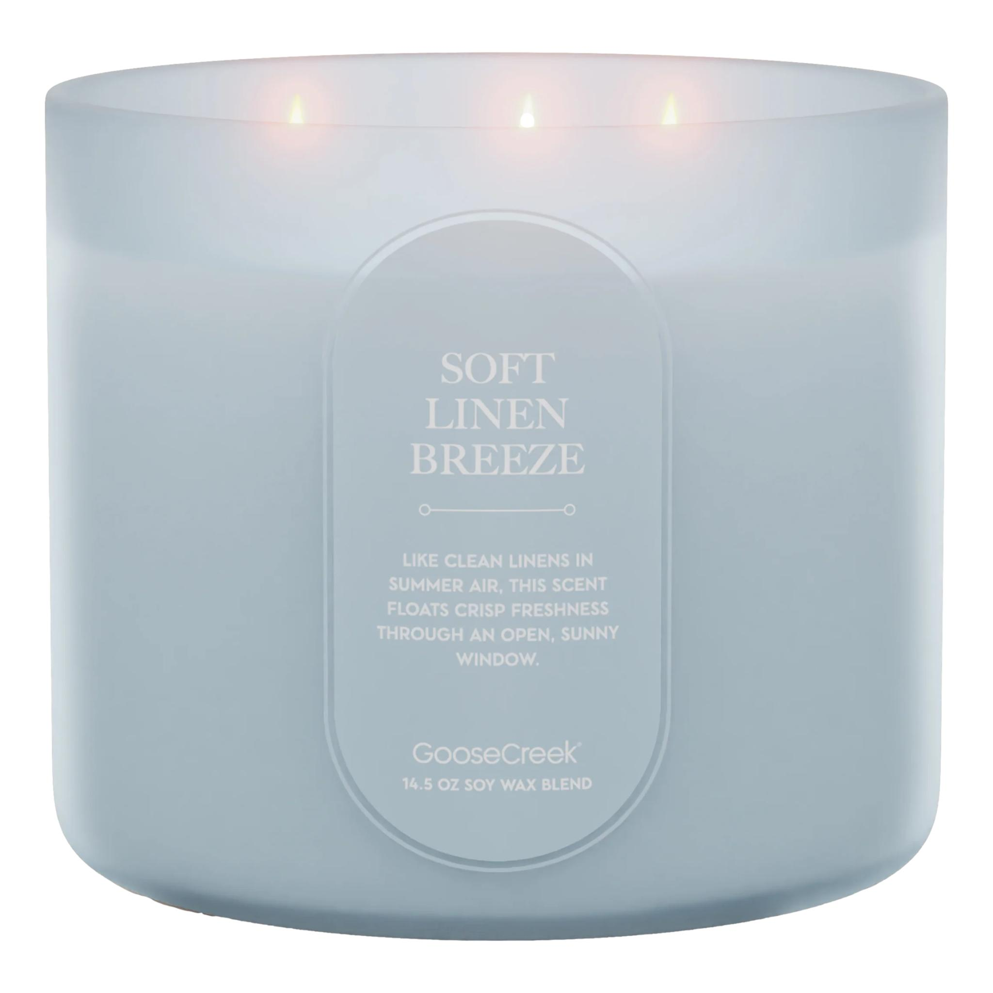GooseCreek Soft Linen Breeze 3-Wick Candle