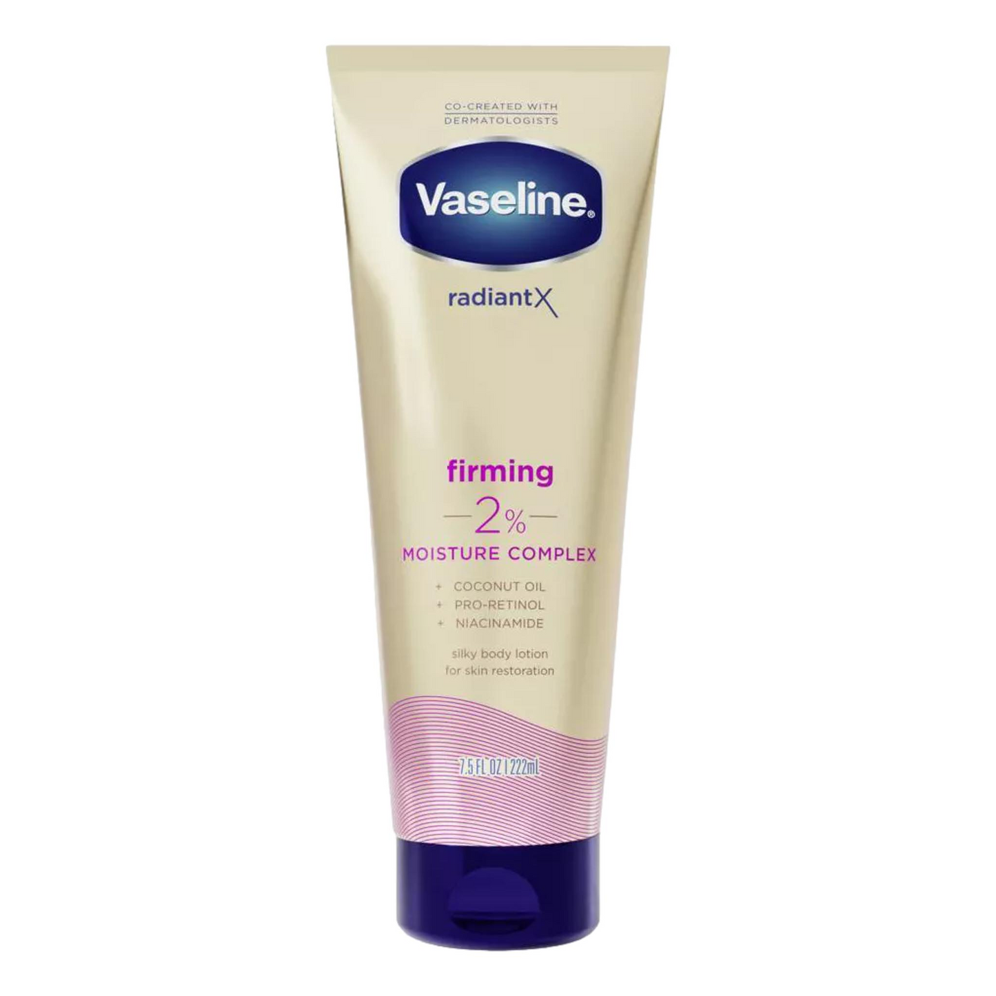 Vaseline Radiant X Firming Coconut Oil, Pro-Retinol & Niacinamide Body Lotion for Dry Skin, 7.5 fl oz