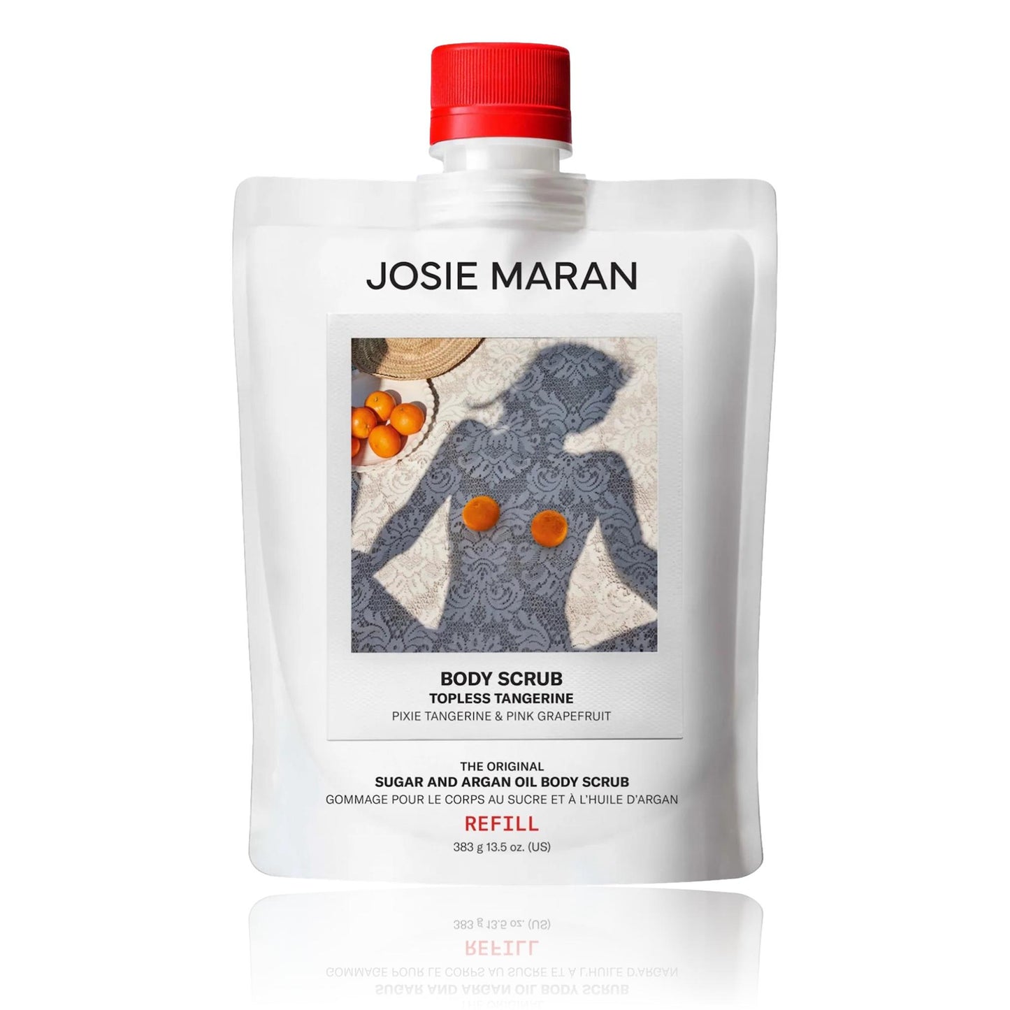 Josie Maran Topless Tangerine - Argan Oil + Sugar Balm Refillable Exfoliating Body Scrub
