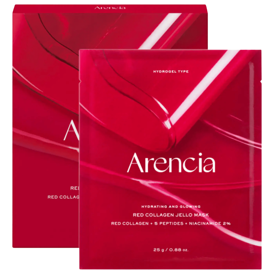 Arencia Red Collagen Pore-Tightening Jello Mask (4-Pack) with Red Collagen, Niacinamide, and Peptides
