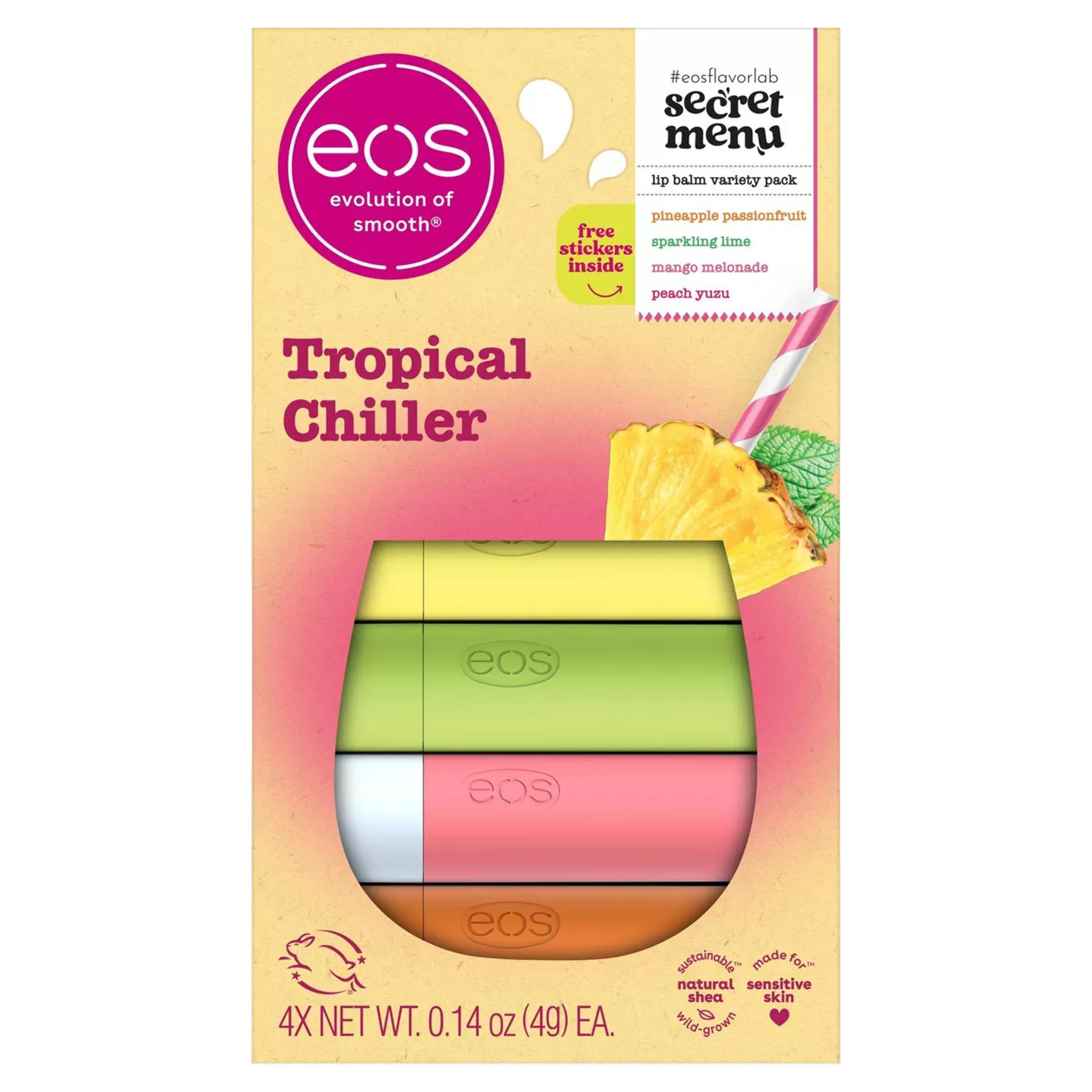 Eos Tropical Chiller Lip Balm Stick, 0.56oz/4pk