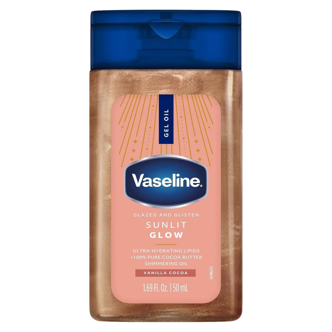 Vaseline Glazed & Glisten Vanilla Cocoa Shimmering Gel Body Oil - Sunlit Glow, 1.69 oz