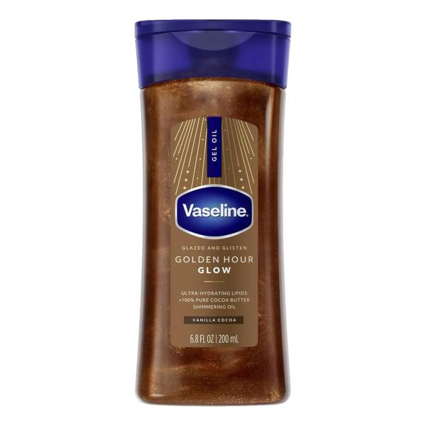 Vaseline Glazed &amp; Glisten Vanilla Cocoa Shimmering Gel Body Oil - Golden Hour Glow, 6.8 fl oz