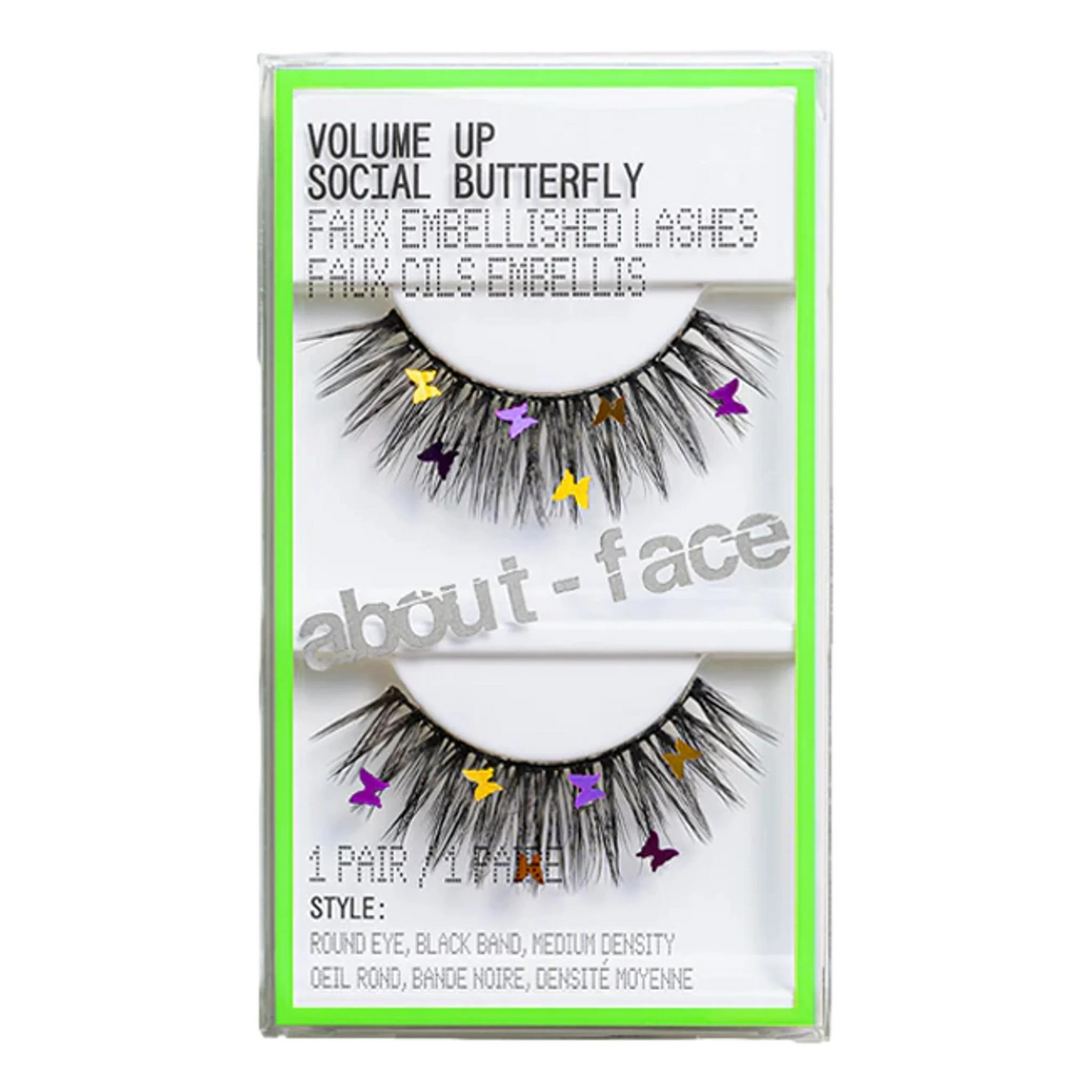 about-face VOLUME UP High drama faux lashes, SOCIAL BUTTERFLY