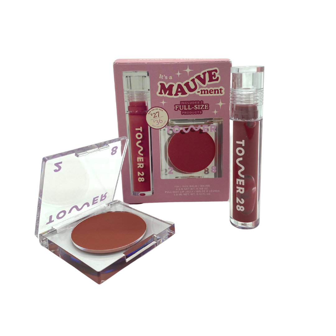 Tower 28 Beauty It's a Mauve-ment Lip Gloss + Cream Blush Duo Set